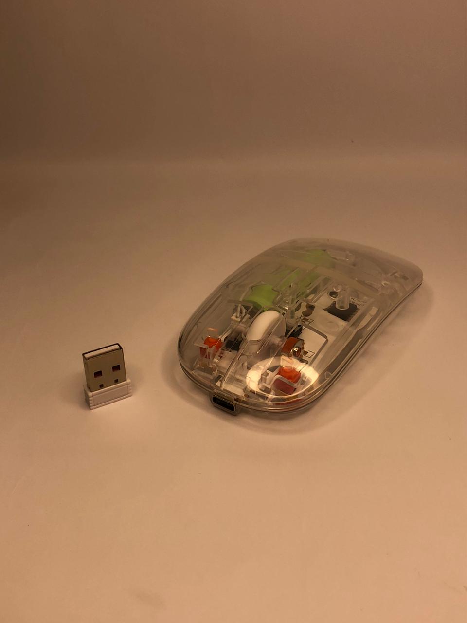 Transparent Wireless Mouse | Dual Function Usb and Bluetooth supported