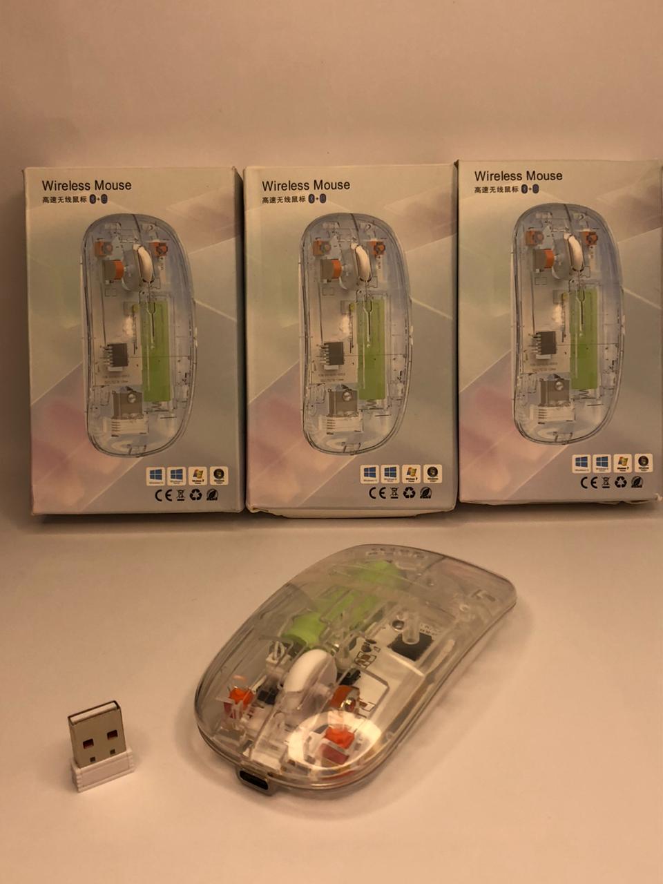 Transparent Wireless Mouse | Dual Function Usb and Bluetooth supported